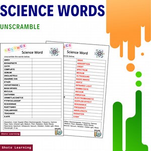 SCIENCE WORDS ACTIVITY - SCRAMBLE WORDS UNSCRAMBLE VOCABULARY WORKSHEET GAME