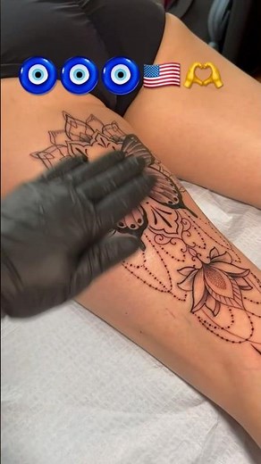 Elegant Ornamental Butterfly Leg Tattoo Reveal! 🦋✨ #tattootrends #tattoo #tattoofun