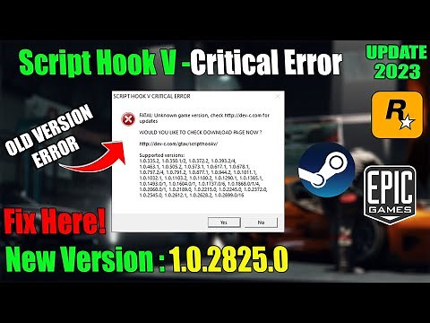 GTA V - HOW TO FIX SCRIPT HOOK V CRITICAL ERROR | GTA V UPDATE V1.0.2825.0 WORKED