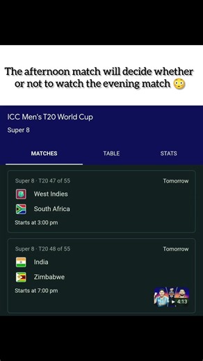 All depends on Sa vs Wi match 👀