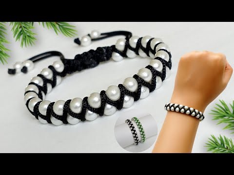How to make beaded macrame bracelet || diy macrame bracelet with beads || handmade bracelet at home