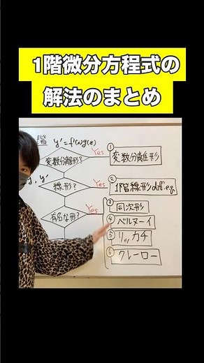 1階微分方程式の解法フローチャート #微分方程式 #数学
