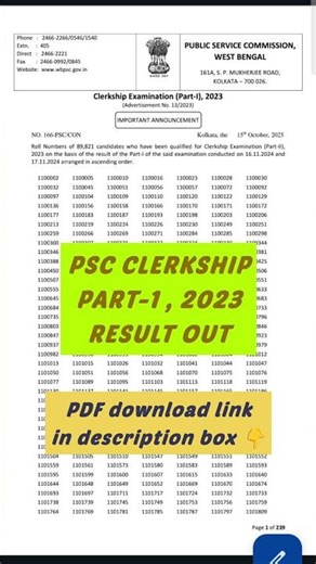 PSC CLERKSHIP PRELIMINARY RESULT | CUT OFF MARKS #competitiveexams #government #psc #clerkship #job
