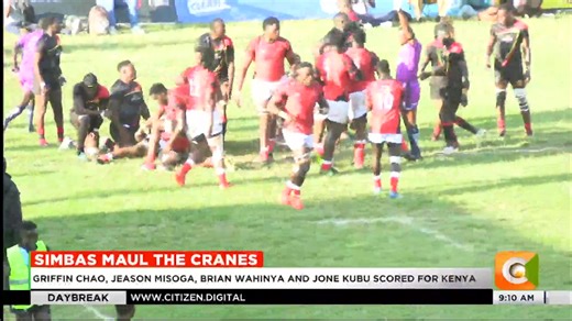 4.4K views · 74 reactions | Simbas maul the Cranes: Kenya Simbas defeated Uganda Rugby Cranes 27-25 in Nairobi. Griffin Chao, Jeason Misoga, Brian Wahinya and Jone Kubu scored for Kenya Paarwater: We need to work on discipline, tackles Return leg set for Kampala this weekend #SportyMonday Isaac Swila | Citizen TV Kenya | Facebook