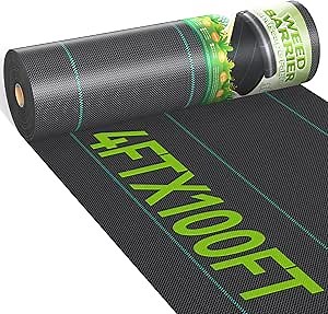 4ftx100ft Weed Barrier Landscape 3.2oz Fabric Heavy Duty, Woven Weed Control Cloth, Woven Geotextile Fabric for Underlayment, Gardening Ground, Commercial Driveway Weed Block Cover Mat