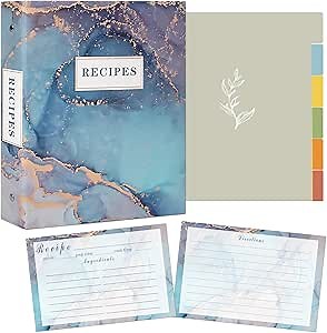 Recipe Binder - 3 Ring Binder Recipe Book with Plastic Sleeves, 50 Recipe Cards, and Dividers - to Write Your Own Recipes, Organize and Preserve Your Family's Secret Recipes