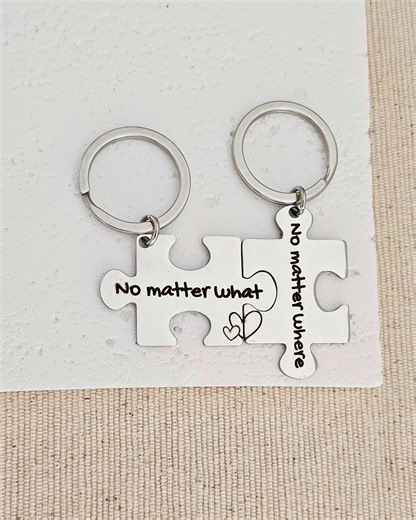 Couple's Puzzle Keychain Set - Laser Engraved Stainless Steel Gift - Etsy
