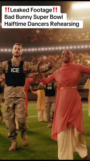 OMG. !! LEAKED FOOTAGE !! of Bad Bunny halftime show with ICE agent and Somali women dancing together #badbunny #ice #somalitiktok #SuperBowl #fyp