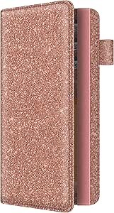 Checkbook Cover - Glitter Bling Leather Personal RFID Blocking Check Book Credit Card Holder Wallet for Men and Women
