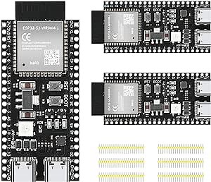 3pcs ESP32-S3-DevKitC-1-N8R2 Development Board ESP32 S3 WiFi + Bluetooth MCU Module, Dual Type-C ESP32-S3-WROOM-1 Cores Microcontroller Processor Integrates Complete Wi-Fi and BLE Functions