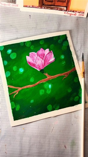 Pink Magnolia painting idea✨🎨🌸 #art #painting #shorts #viral #artshorts