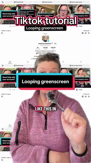 How to use the looping green screen effect #tiktoktutorial #tiktokover50 #loopinggreenscreen