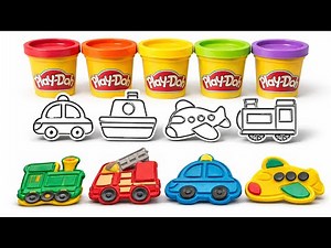 Create and Learn Vehicles with Play-Doh for Toddlers, Learn Colors | Police Car, Train, Airplane,