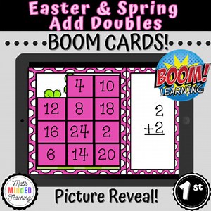 1st Grade Easter and Spring | Add Doubles | Picture Reveal | Boom