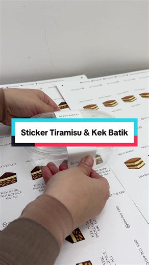 Sticker Tiramisu & Kek Batik: 100pcs Custom Print