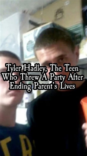 This picture was taken during a party in 2011. On the right is 17‑year‑old Tyler Hadley who, prior to throwing a party at his house, had ended the lives of his parents with a claw hammer, leaving their bodies locked in the master bedroom. Hadley had told his friends for weeks that he wanted to end his parents’ lives, but they never took him seriously. Party attendees noticed framed family photos taken off the walls, a strange smell, and a dirty footprint on the master bedroom door. Hadley told h