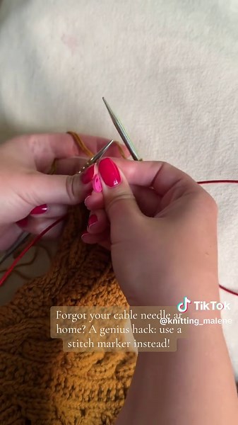 Genius Knitting Hack: Use a Stitch Marker Instead of a Cable Needle