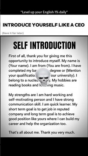 Self Introduction That Sounds Professional 😳 #english #learn #viral #speakconfidentenglish #fyp