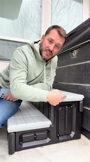 Hot tub steps with under storage are a game changer! #hottub #hotubs #tiktokshopcreatorpicks