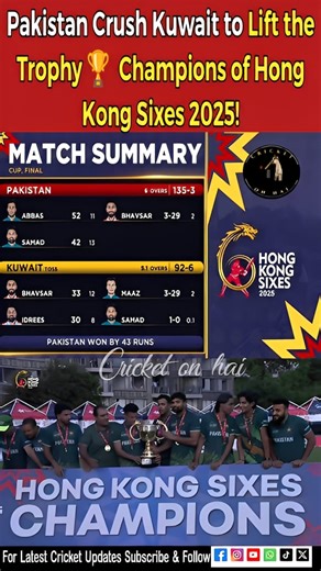 Pakistan Crush Kuwait to Lift the Trophy 🏆 | Champions of Hong Kong Sixes 2025! | Pakistan vs Kuwait Hong Kong Sixes final | Hong Kong Sixes 2025 | Pakistan win Hong Kong Sixes | Pakistan champions 2025 | Pakistan beat Kuwait final | Hong Kong Sixes highlights | Pakistan cricket victory | PAK vs KUW 2025 | Hong Kong Sixes final match | Pakistan cricket news | Pakistan cricket updates | Pakistan trophy win | cricket highlights today | Hong Kong Sixes champions | Team Pakistan wins | Pakistan vs 