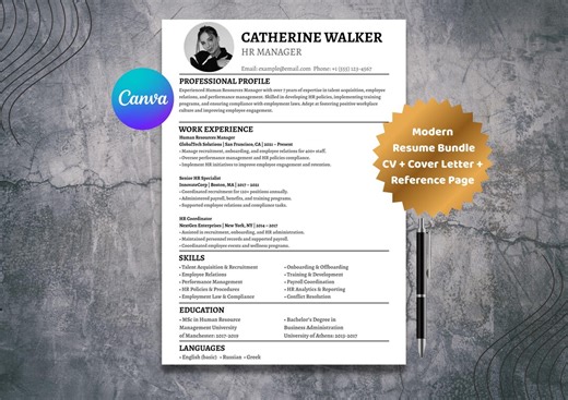 Modern Ats-friendly Resume Template With Cover Letter (digital Download) - Etsy