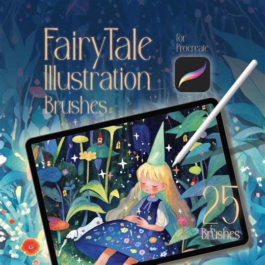 Fairytale Illustration Procreate Brushes | 25 Texture Brushes   Paper Texture for Storybook & Dreamy Art - Etsy