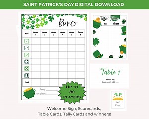 St. Patrick's Day BUNCO Printable Bundle - Score Cards - Tally and Table Cards - Prize Cards - Game Night Printable - March Bunco - Lucky - Etsy