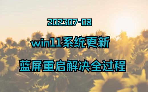202307-08,win11系统更新，蓝屏重启解决全过程