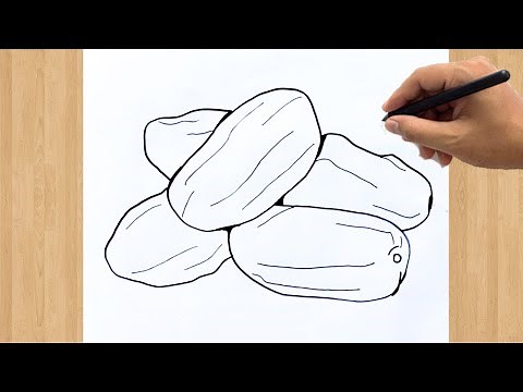 How to Draw Dates Fruit Easy Step by Step | Date Drawing Tutorial تواريخ