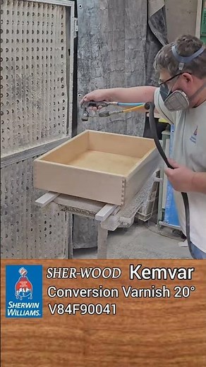 Part 2 Spraying Sherwin Williams Sherwood Kemvar Conversion Varnish 20° #woodfinish