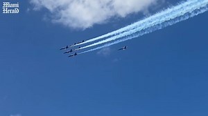 The Navy’s Blue Angels promised to pay tribute to South Florida’s healthcare workers with a flyover Friday afternoon. And they delivered. ✈️ Read more: https://www.miamiherald.com/news/local/article242600891.html | Miami Herald