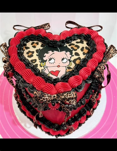 Betty Boop Inspired Red Velvet Heart Cake