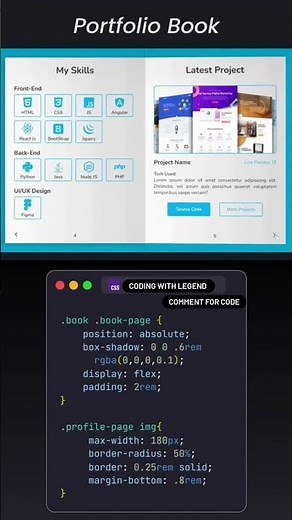 Portfolio Boook 📚 using HTML CSS and JavaScript website design tutorial #coding #html5