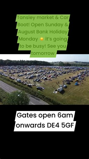 🛍️🚗 Tansley Sunday Market & Car Boot Sale is OPEN this Bank Holiday Weekend! 🚗🛍️Come and join us for a great day out — we’re open on both Sunday & Monday.Plenty of stalls, bargains, and fun 🎉📍 Location: DE4 5GFDon’t miss it! 🙌 | Tansley Sunday Market & Carboot Sale