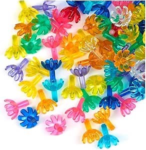 Pack of 50 Mini Acrylic Ceramic Christmas Tree Replacement Flower Bulbs - Multicolor Plastic Twist Flower Bulbs to Replace Missing Bulbs on Ceramic Trees (Size:3/4" L x 3/4"" Dia)