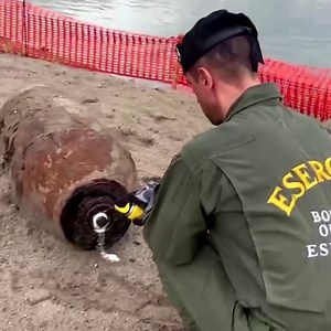 17K views · 181 reactions |  Extreme drought has revealed an unexploded WW2 bomb in an Italian river. Italy's military defused and carried out a controlled explosion of the 450-kg bomb on Sunday, which fishermen discovered on 25 July near the northern village of Borgo Virgilio in Lombardy. https://www.euronews.com/2022/08/08/italy-drought-extreme-conditions-reveal-unexploded-ww2-bomb-in-river-po | Euronews English | Facebook