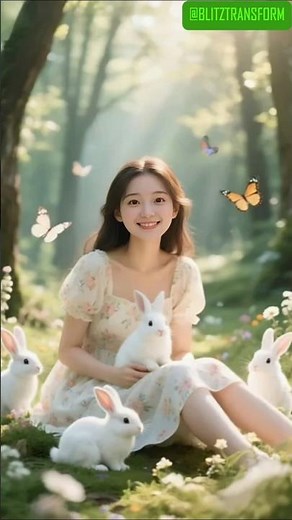 Cute Girl Transforms Into Bunny #short #blitztransform #humanhybrid