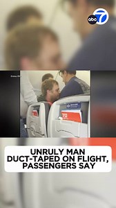 7.5K views · 128 reactions | Video from passengers shows a man getting duct-taped after a flight from Albuquerque to Chicago was disrupted. The plane made it up to 26,000 feet when a man onboard tried to open a plane door. https://abc7.la/42LUBlg | ABC7 | Facebook