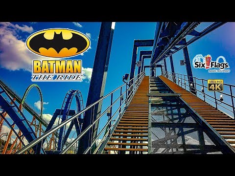 2024 Batman The Ride Roller Coaster Front Row On Ride 4K POV Six Flags Magic Mountain