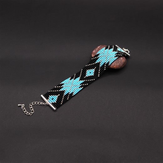 Beaded Loom Bracelets, Wide Beading Cuff, Modern Seed Bead Flat Bracelet, Geometric Loomed Beadwork - Etsy Canada