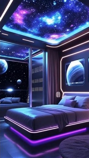 Futuristic Space Bedroom Transformation 🚀 | Galaxy LED Room Setup #future #space #epoxy
