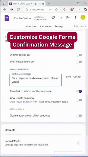 How to Customize Google Forms Confirmation Message