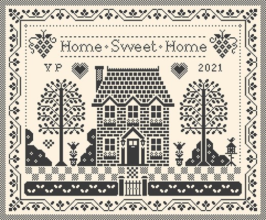 Home Sweet Home Cross Stitch Pattern Quaker Sampler: Blackwork (PDF Counted Chart 215B) - Etsy