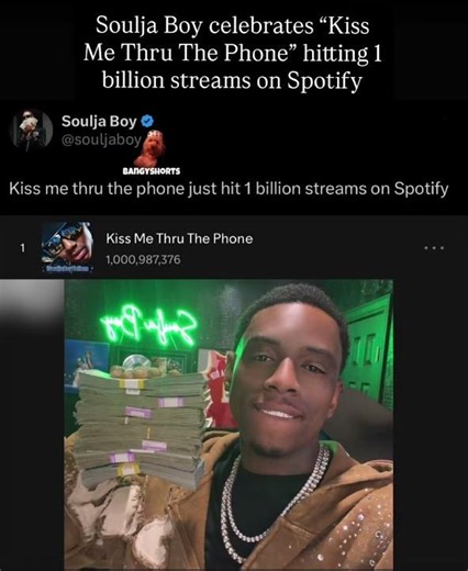 Soulja Boy celebrates “Kiss Me Thru The Phone” hitting 1 billion streams on Spotify