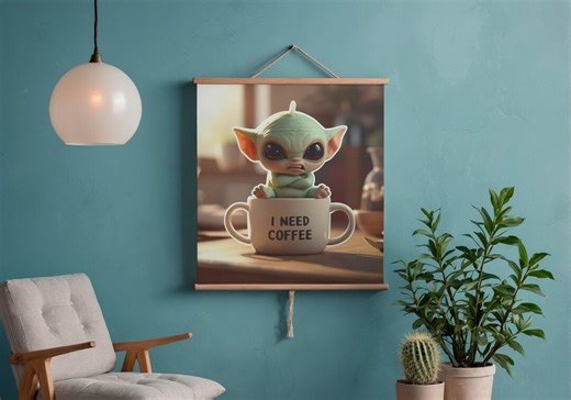 Buy Grumpy Alien Coffee Art Print – "i Need Coffee" Sci-fi Decor (digital Download) Online in India - Etsy