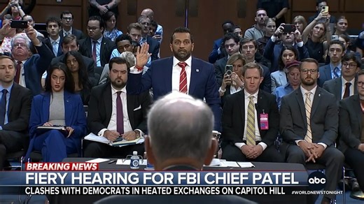 1.5M views · 36K reactions | FBI Director Kash Patel clashed with Democrats on the Senate Judiciary Committee during a fiery hearing. Patel was accused of making politically-motivated firings and grilled over his handling of the Epstein files. Pierre Thomas reports. https://abcnews.link/94xp4bO | ABC World News Tonight with David Muir | Facebook
