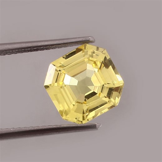 Lab Grown Rare Ascher Cut Yellow Sapphire Gemstone – 4cts, 9mm. September Birthstone - Etsy