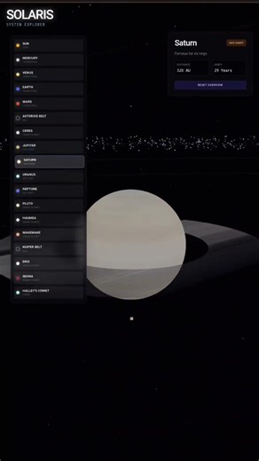Solaris - 3D Solar System Explorer app demo: https://project-solaris.vercel.app/
