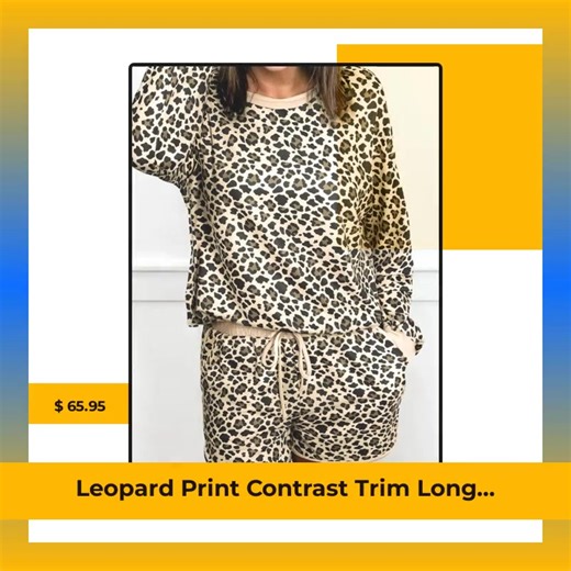 Comfort meets style with our Leopard Print Contrast Trim Long Sleeve Pullover and Drawstring Shorts 2pcs Outfit! 🌟 This trendy set is perfect for those lazy weekends or morning coffee runs, blending cozy charm with playful flair. The soft fabric feels amazing against your skin while the bold leopard print and stylish contrast trim elevate your look effortlessly. Get ready to turn heads while feeling confident in every move! 🐆✨ Why choose just one when you can have the whole outfit for only $65