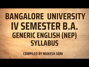 BU-IV SEM BA-GENERIC ENGLISH SYLLABUS